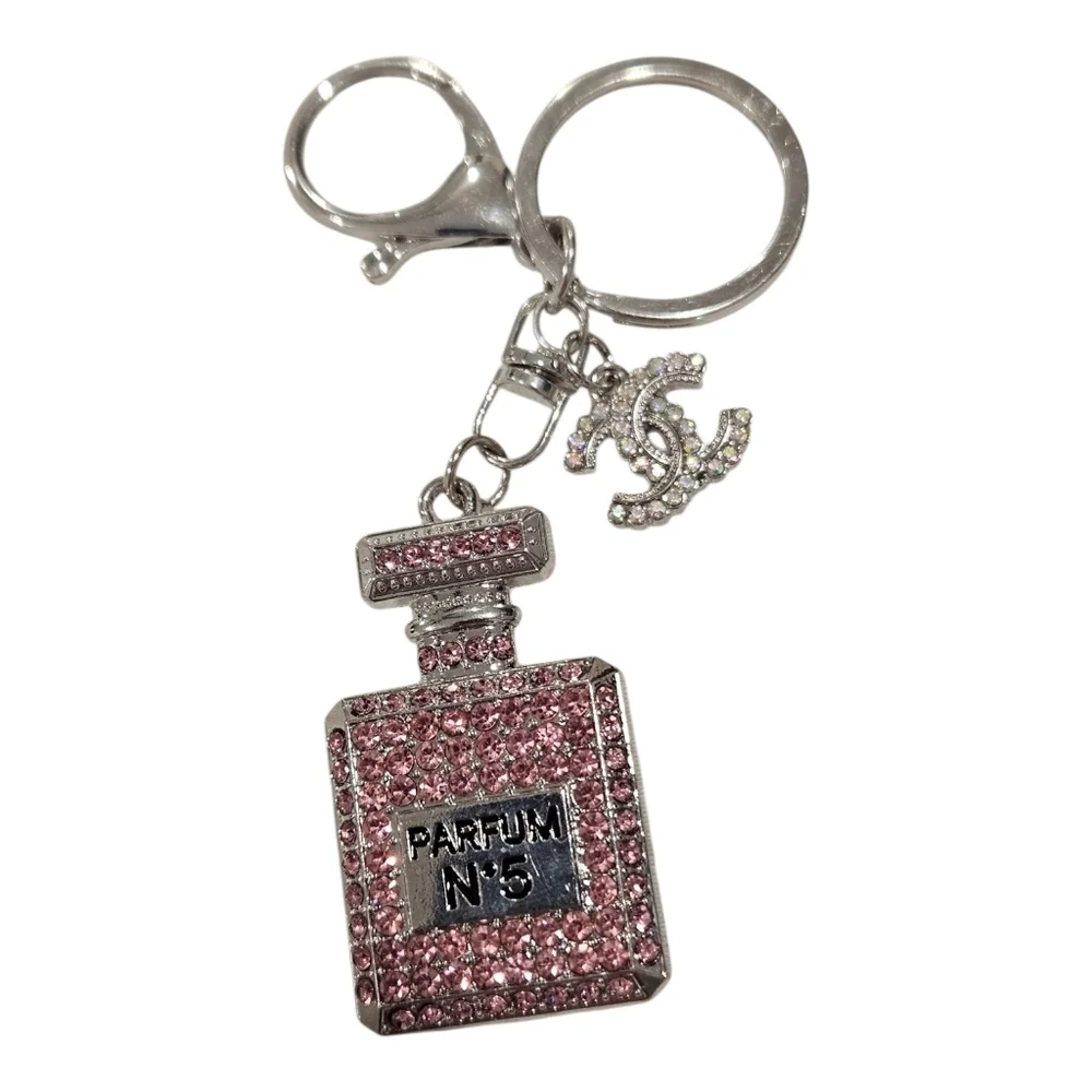 Chanel Stamped Silver Iridescent Crystal Replacement Pull On Bag Charm